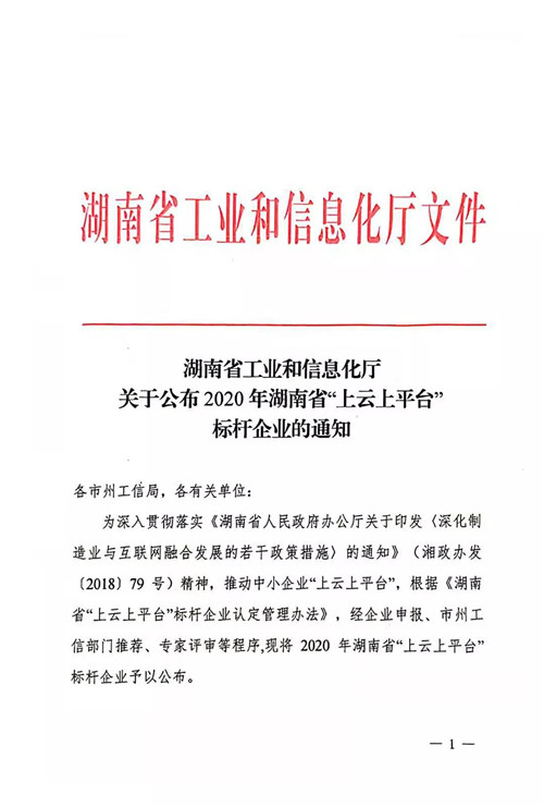 绿之韵集团获评2020年湖南省“上云上平台”标杆企业